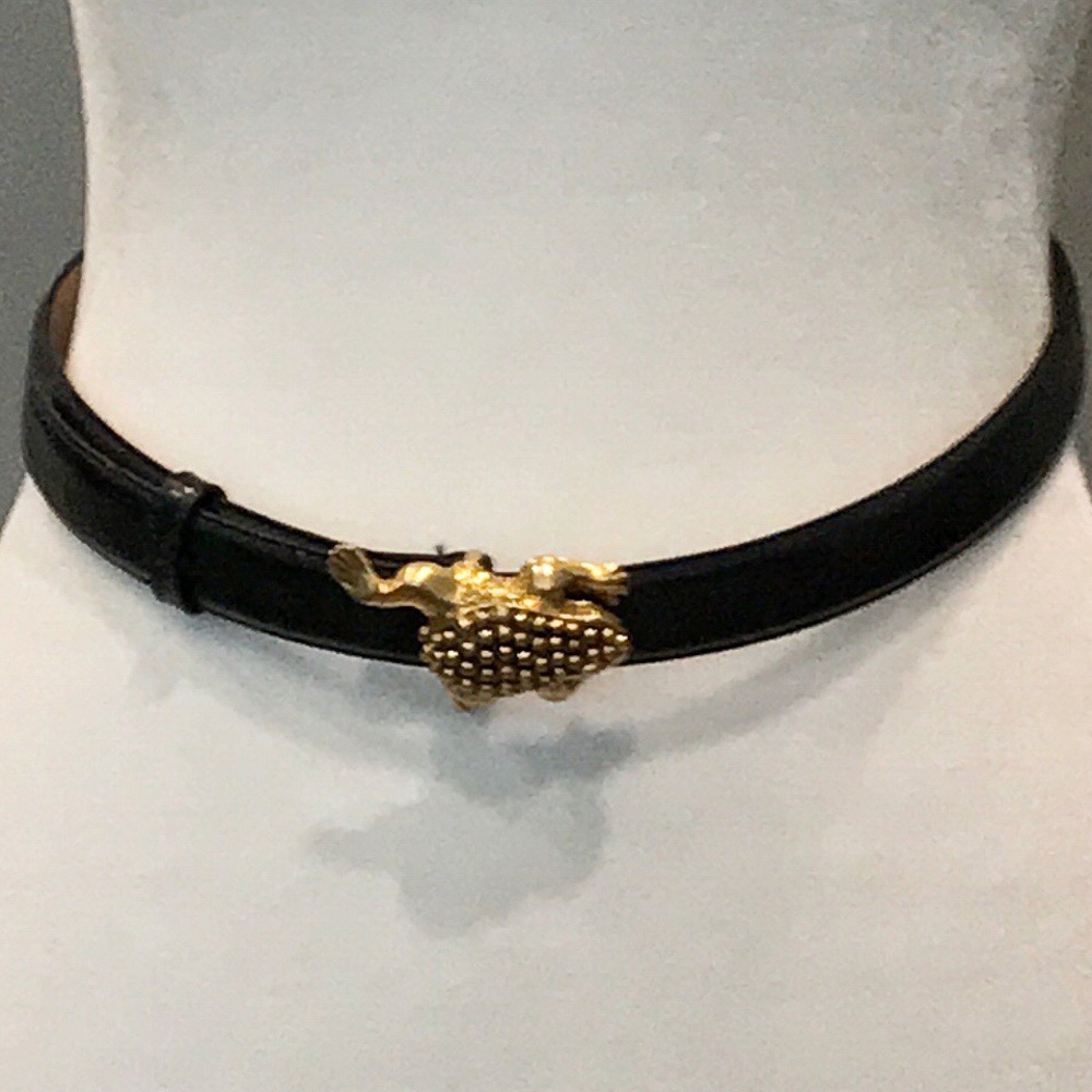 Vintage Gail Labelle Goldtone Frog Belt